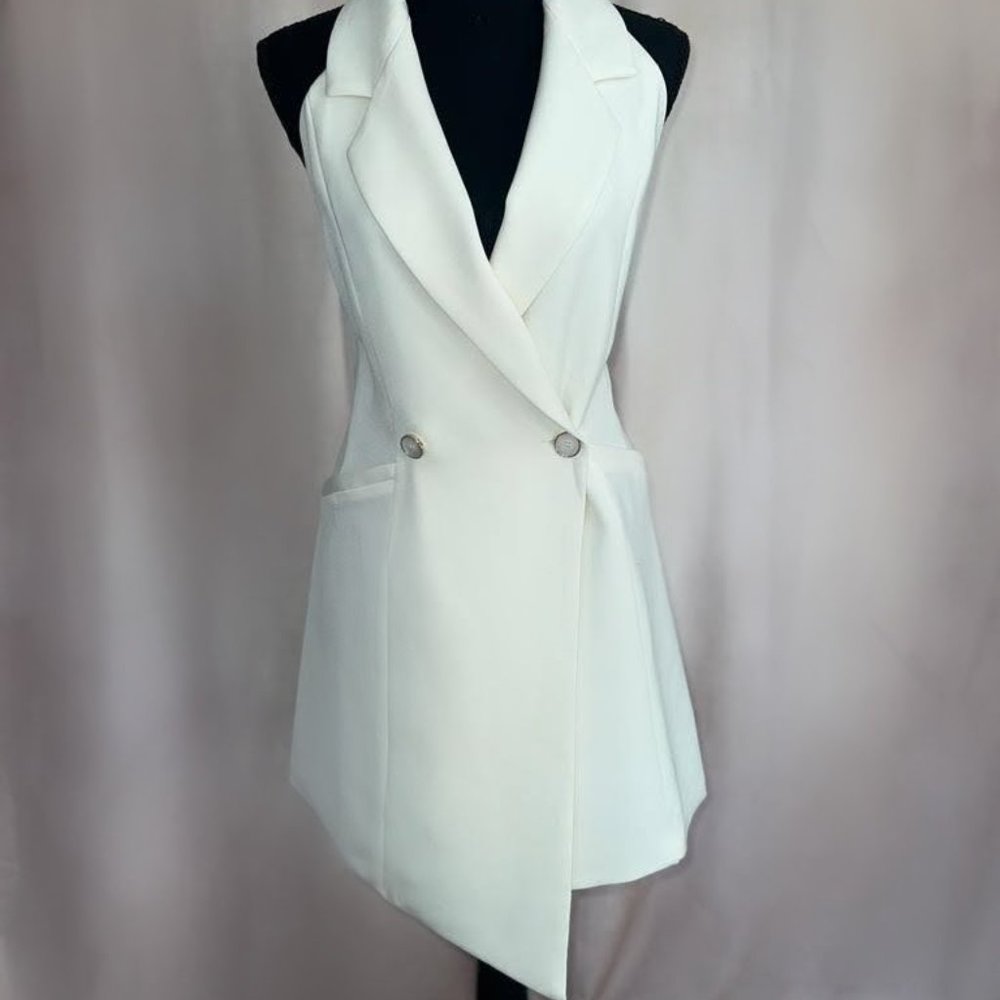 White halter blazer dress